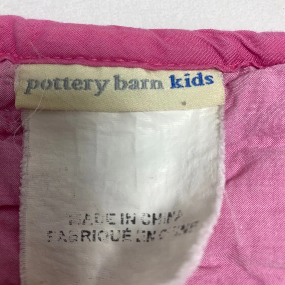 POTTERY BARN KIDS Quilted Hearts & Flowers Crib Blanket Floral Pink Yellow Green